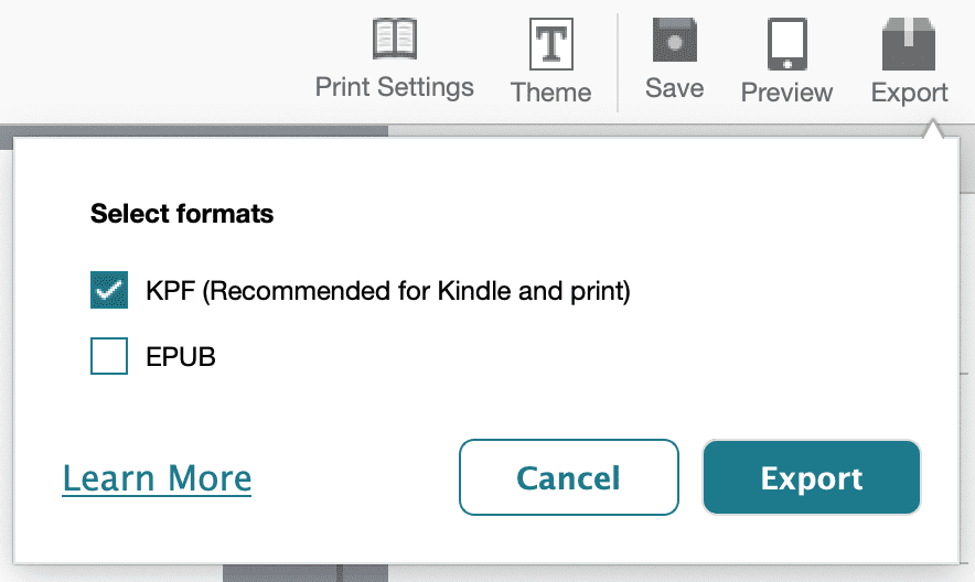 Kindle Create - export to KDB format